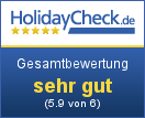 sehr gut unsere Bewertung bei HolidayCheck